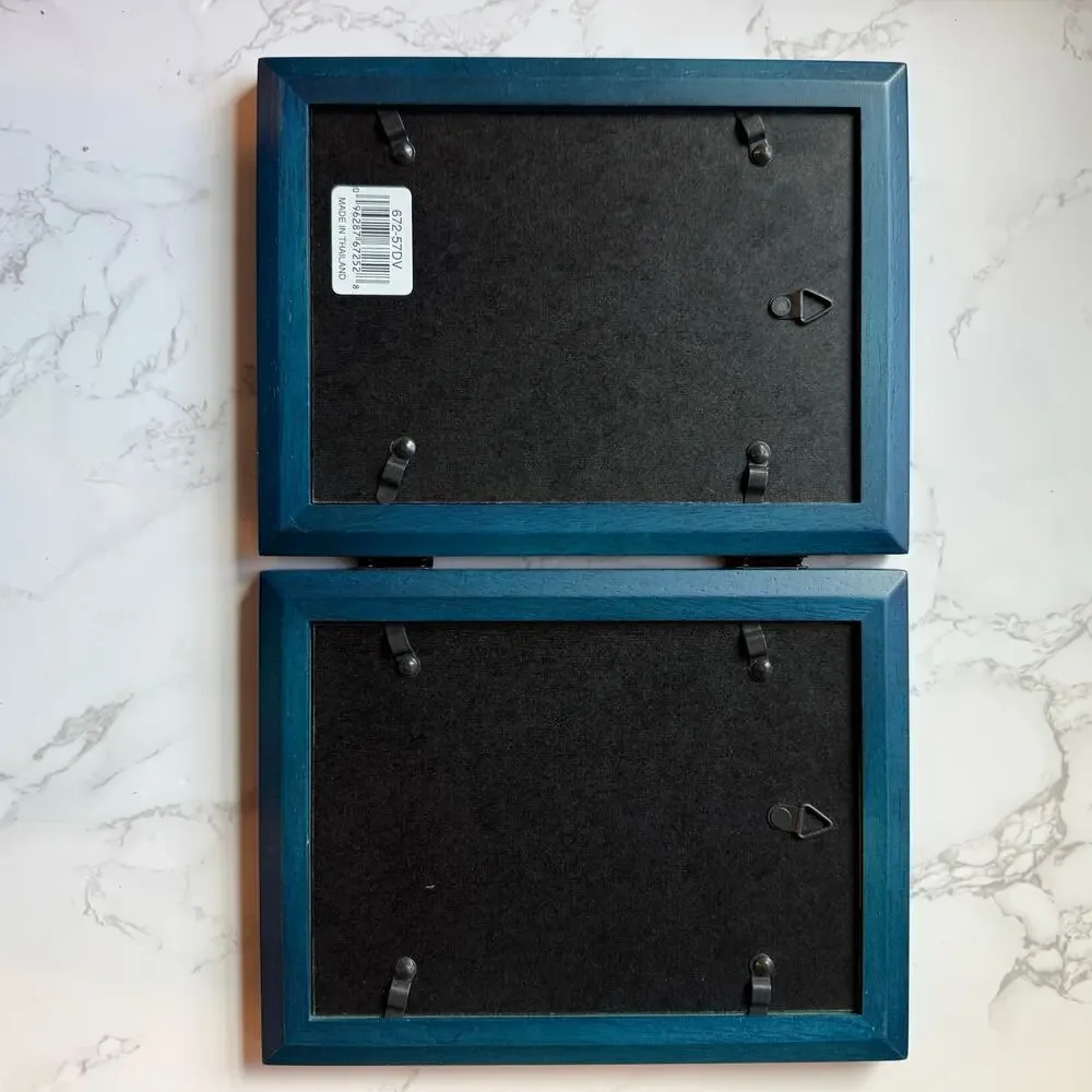 Vintage Y2K Malden Blue 5x7 Double Hinged Picture Frame NIB